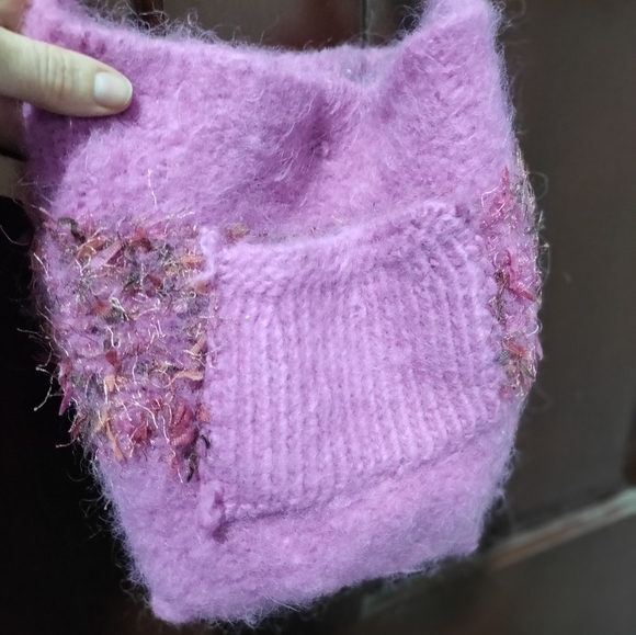Purple Fringe wool purse - Picture 3 of 4